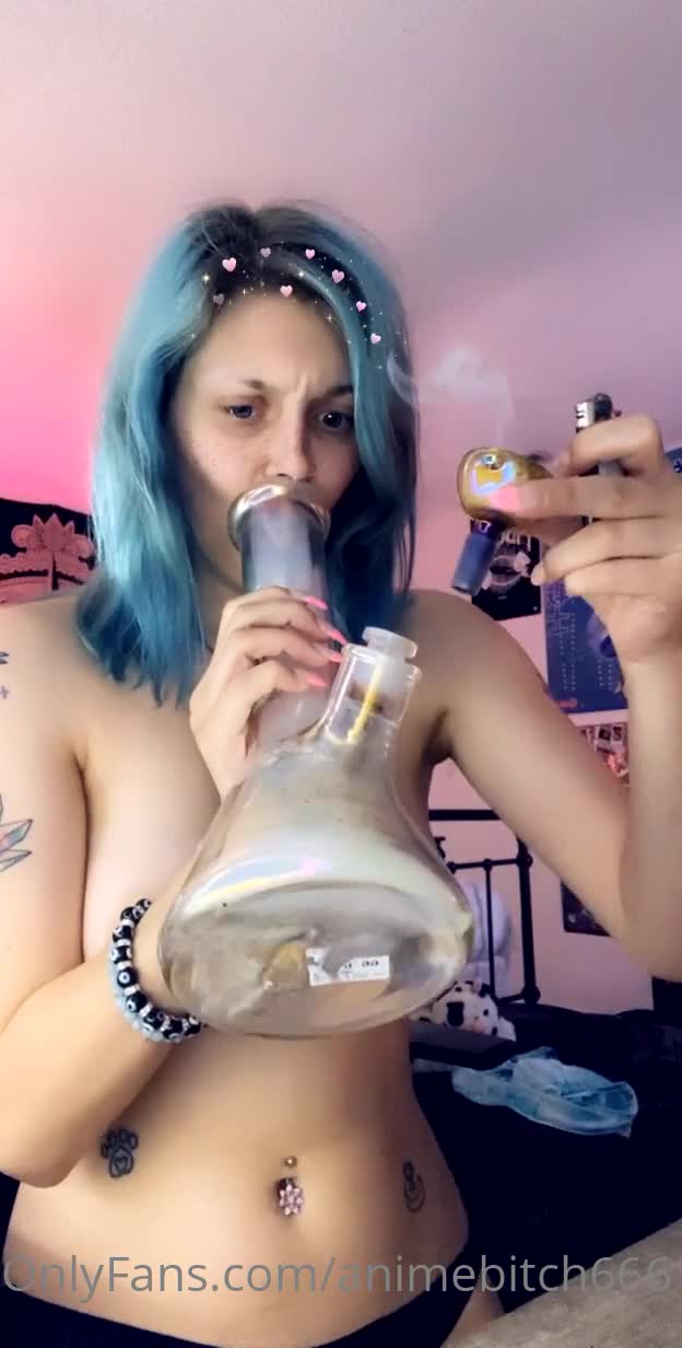 Animebitch666 Smoking Girl and Natural Big Tits